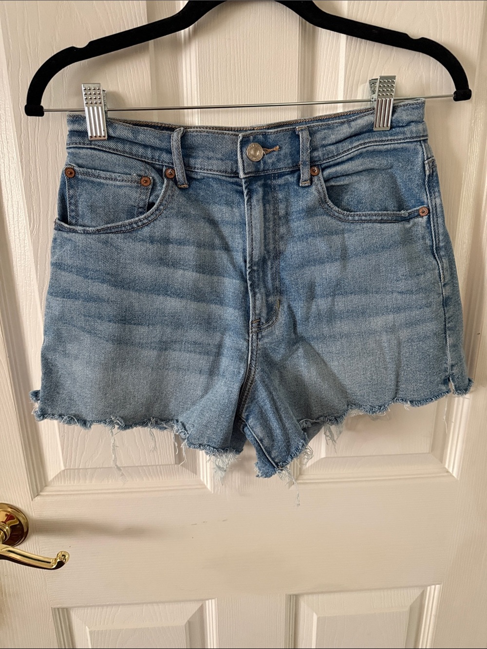 American Eagle Outfitters Light Blue High-Rise Denim Cutoff Shorts
